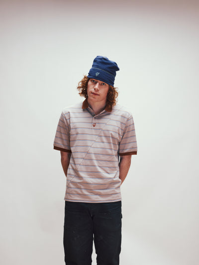 Reversible Grid Fleece Beanie Navy/Sage