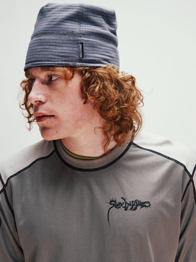 Reversible Grid Fleece Beanie Black/Mid-Grey