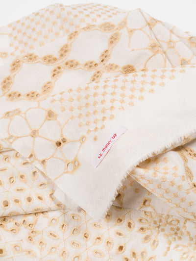 Scarf White & Natural Embroidered Cotton