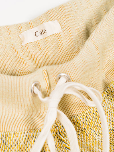 Silk Cotton Jacquard Fleece Shorts Yellow