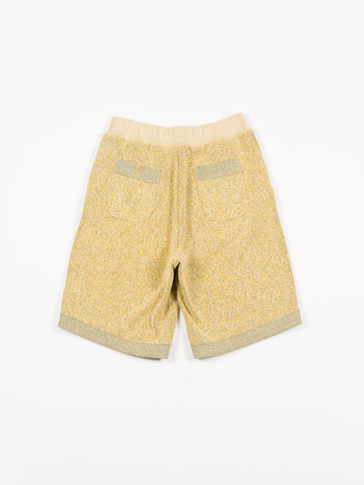Silk Cotton Jacquard Fleece Shorts Yellow