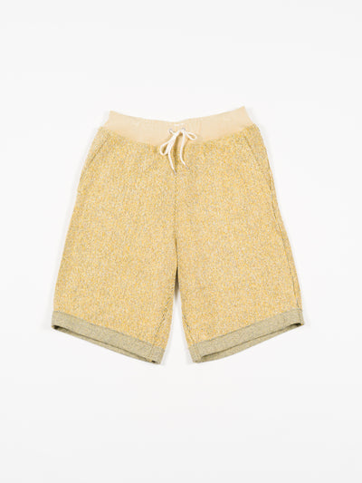 Silk Cotton Jacquard Fleece Shorts Yellow