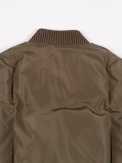 Silk Plainweave Down Jacket Brown
