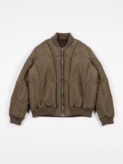 Silk Plainweave Down Jacket Brown