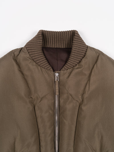 Silk Plainweave Down Jacket Brown