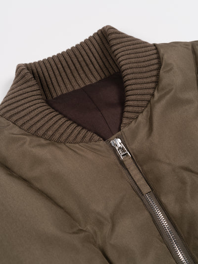 Silk Plainweave Down Jacket Brown
