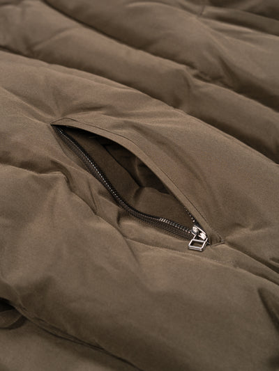 Silk Plainweave Down Jacket Brown