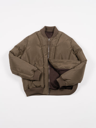Silk Plainweave Down Jacket Brown