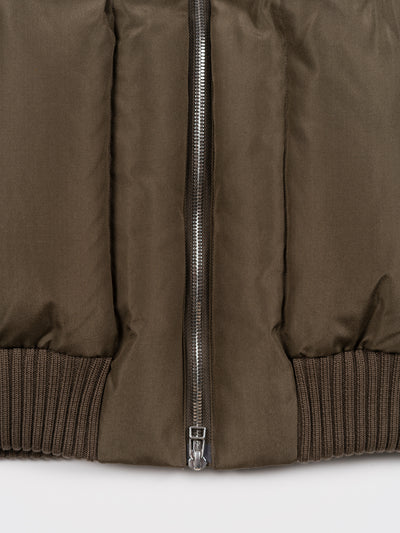 Silk Plainweave Down Jacket Brown