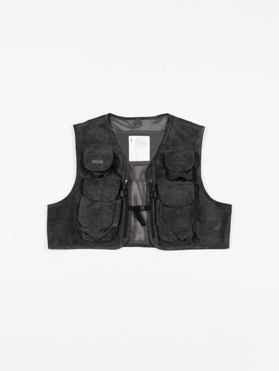 Suede Mesh Vest Black