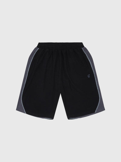 Grid Fleece Shorts Black Charcoal/Silver