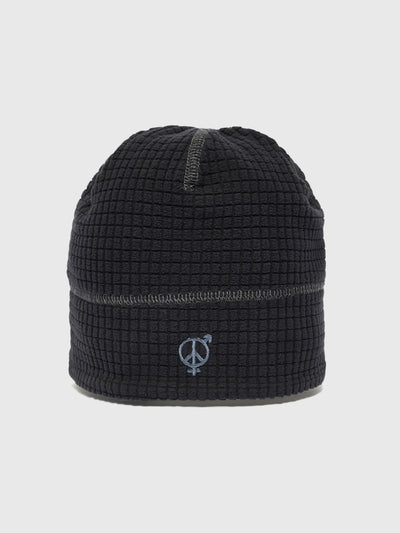 Reversible Grid Fleece Beanie Black/Mid-Grey