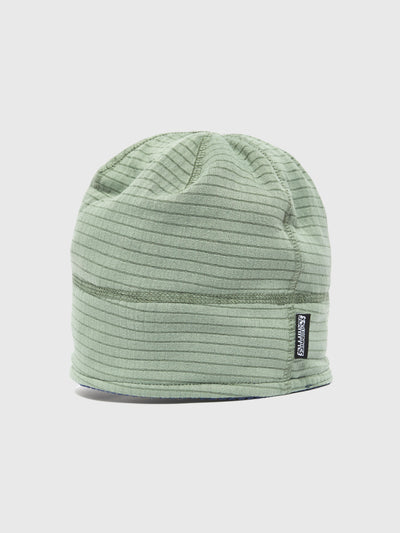 Reversible Grid Fleece Beanie Navy/Sage