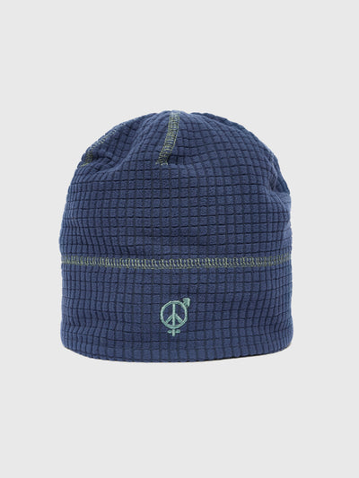 Reversible Grid Fleece Beanie Navy/Sage