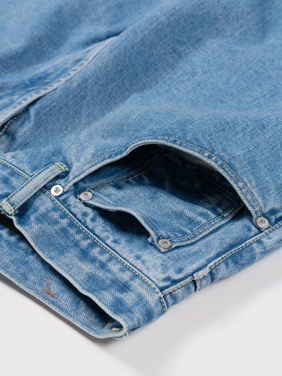 Wide Tapered Denim Used Ice Blue