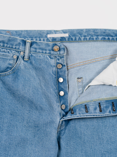Wide Tapered Denim Used Ice Blue