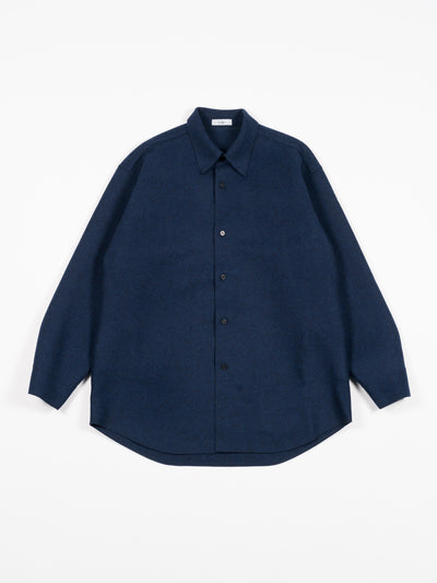Wool Felt Overshirt Blue