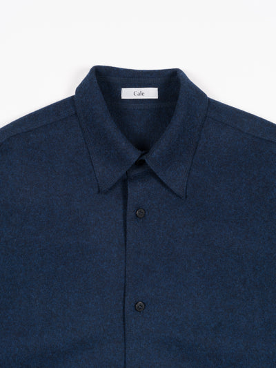 Wool Felt Overshirt Blue