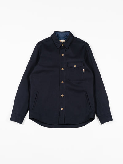 Wool Snap-Up Overshirt Navy
