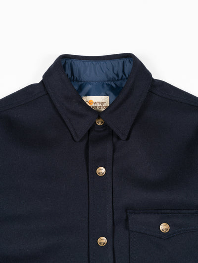 Wool Snap-Up Overshirt Navy