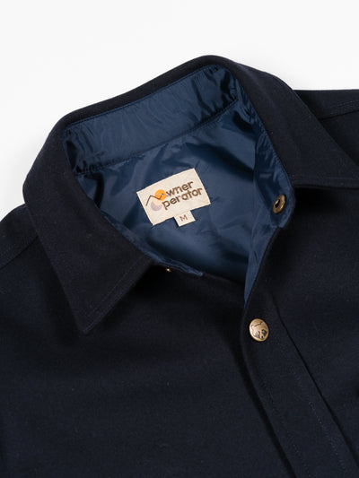 Wool Snap-Up Overshirt Navy