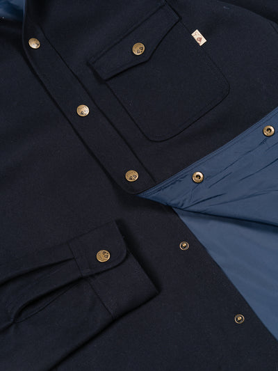Wool Snap-Up Overshirt Navy