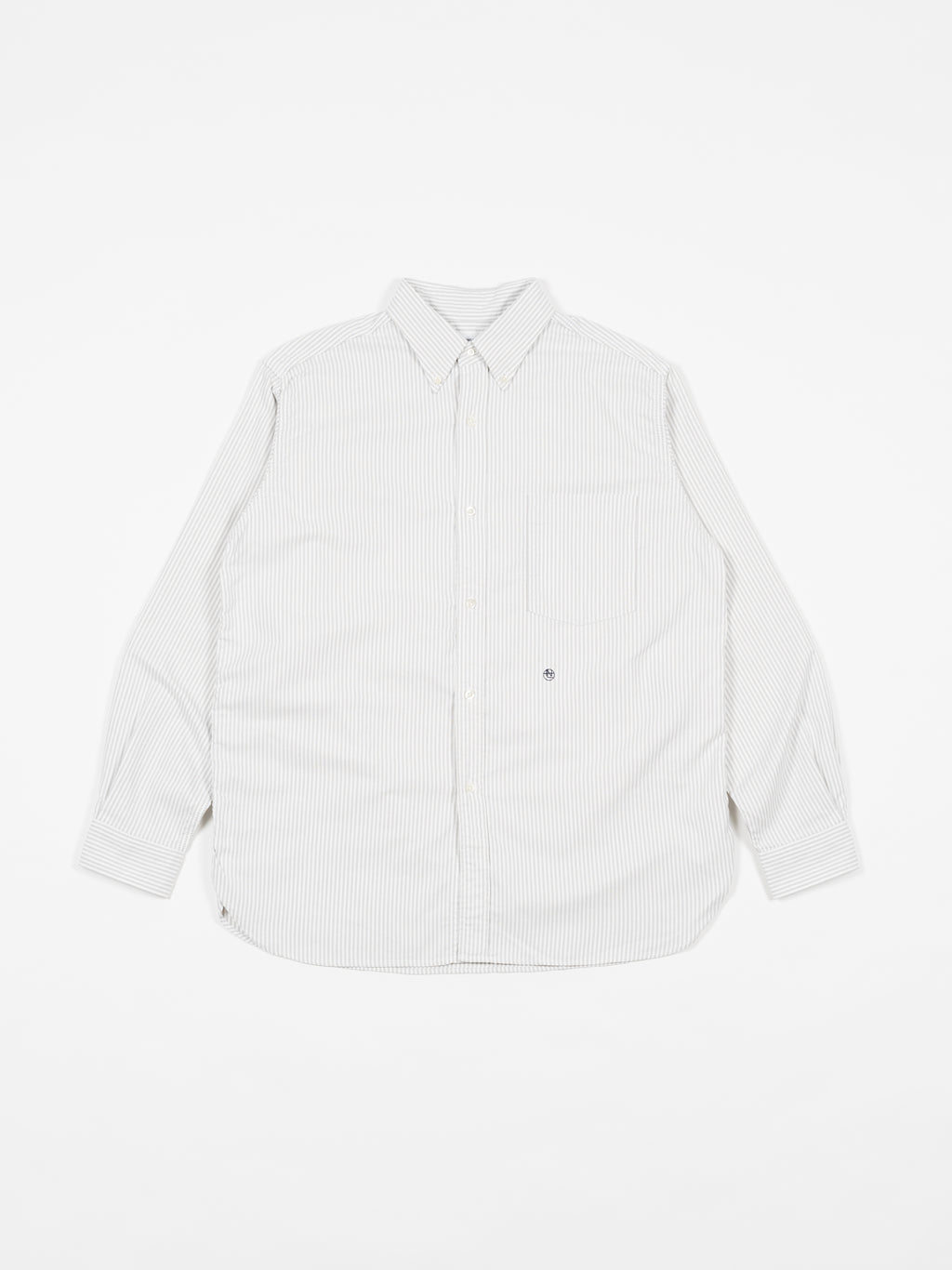 Button Down Stripe Wind Shirt Gray