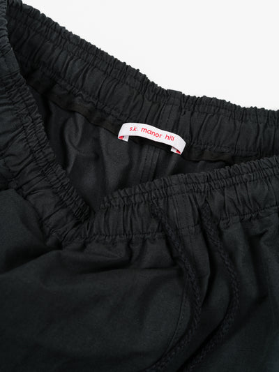 MT Short Black Coated Linen Cotton | Pants | Meridian