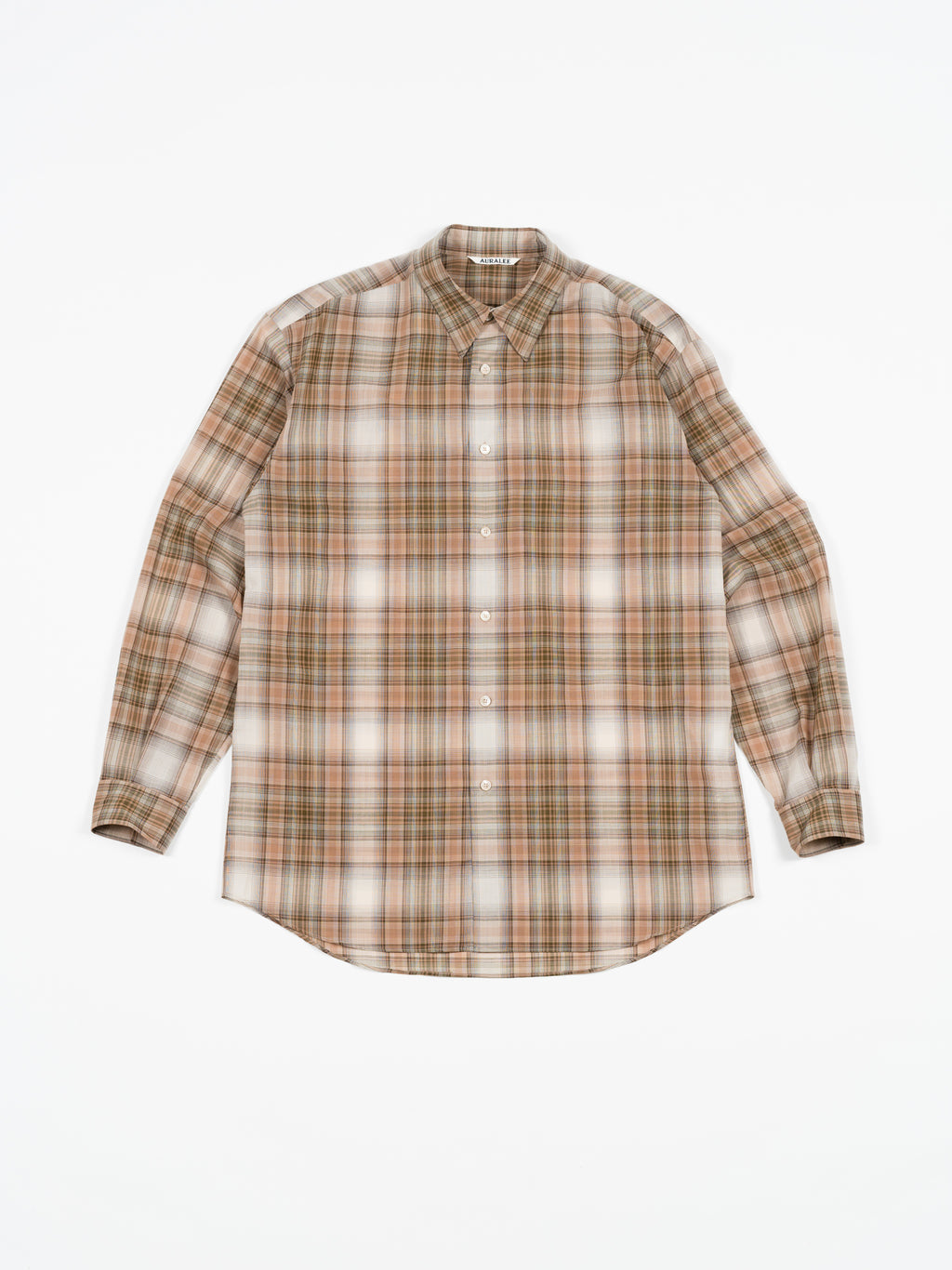 Wool Recycled Polyester Cloth Shirt Beige Check